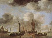 Jan van de Cappelle A Shipping Scene with Dutch Yacht oil on canvas